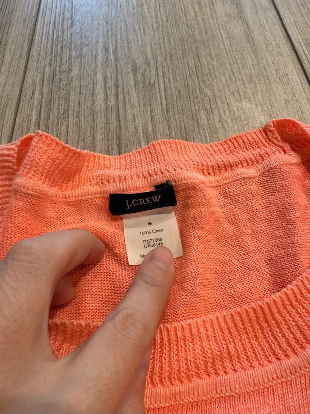 J. Crew Coral Linen Crewneck Sweater Salmon Orange Small